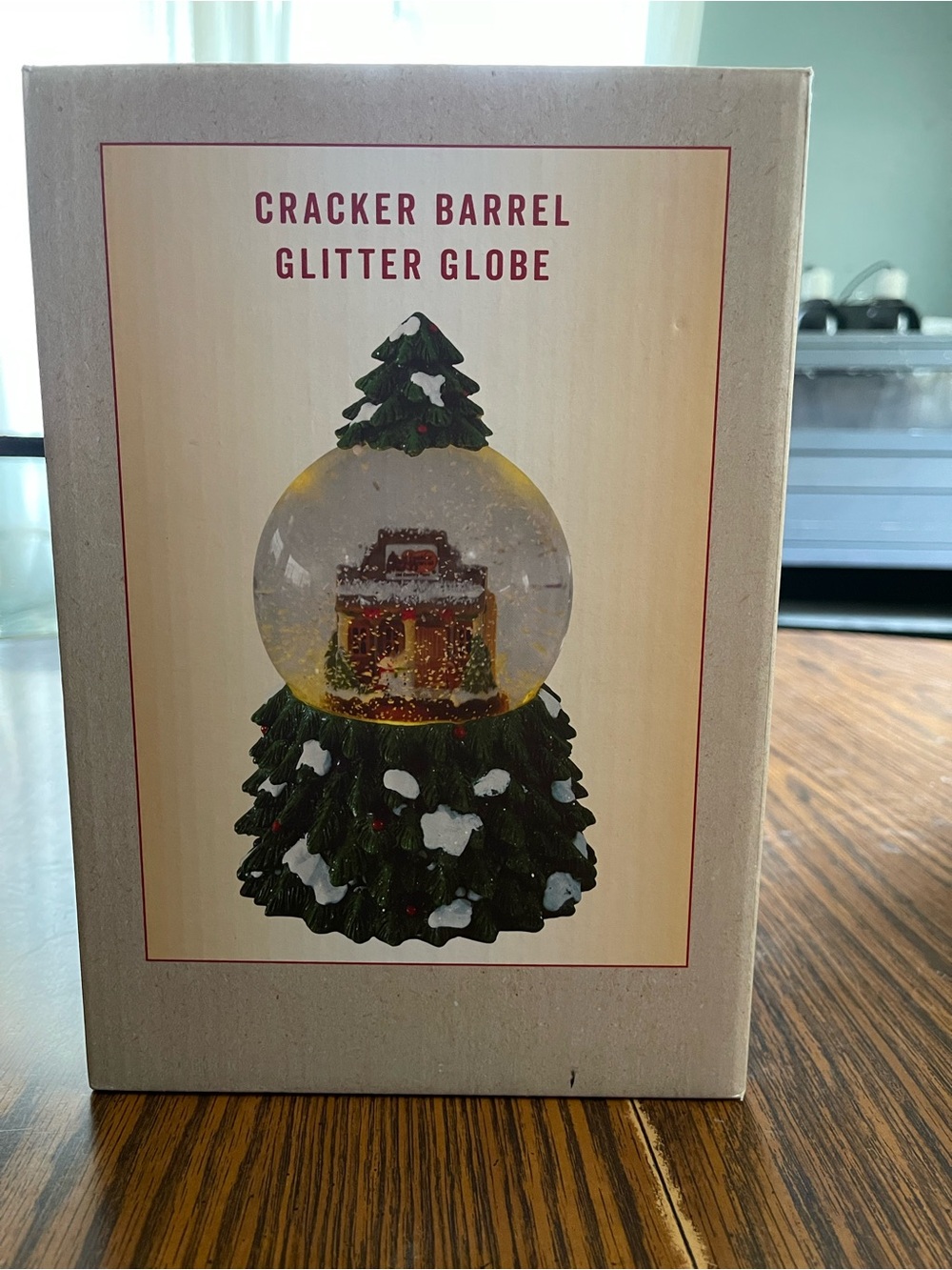 Cracker Barrel Green Christmas Tree Glitter Globe